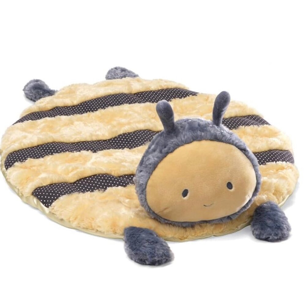 New! Baby GUND Comfy Cozy Buzzi Lovey Blanket Bee Plush Play Mat Yellow Gray NWT - Picture 7 of 7